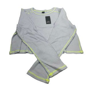 Wild Fable Women's Size 1X Long Sleeve Slim Fit Baby Ribbed Tee Shirt Blue New